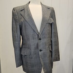 Vintage Petrocelli The Nebraska Plaid Men's Blazer Size 40 Gray Office Buisness